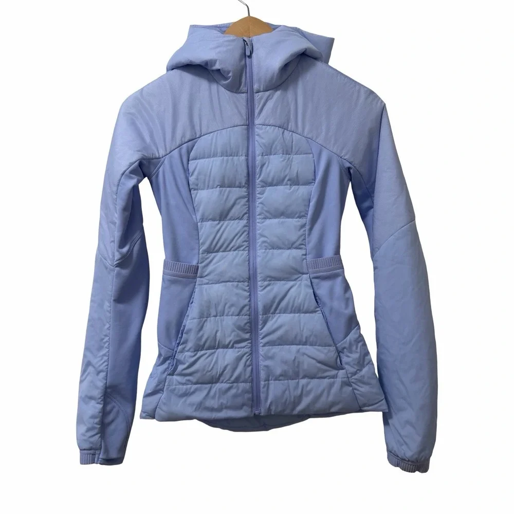 Lululemon Womens Down for It All Athletic Jacket Size 2 Blue Willow Packable Gym